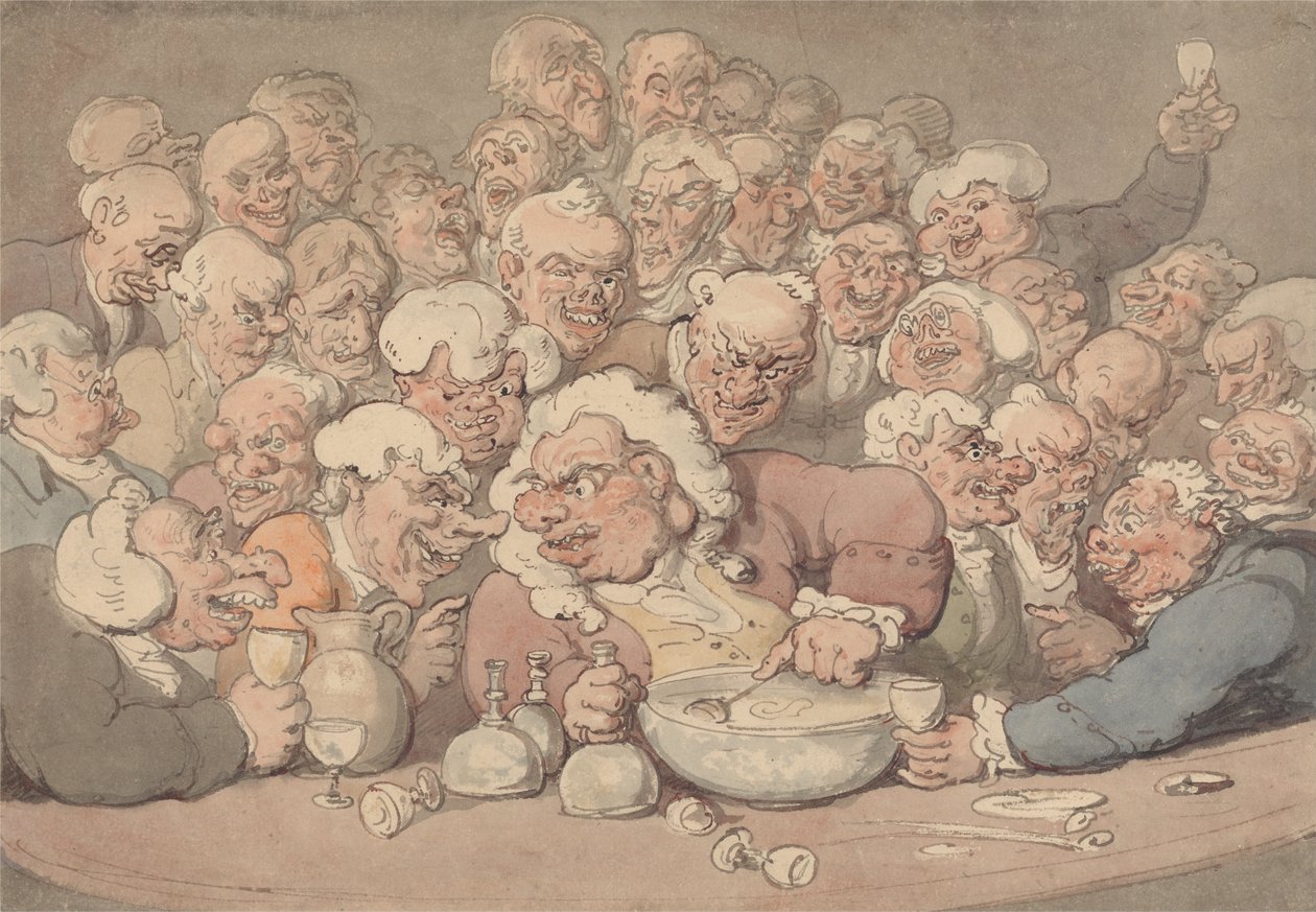 Punch serveren door Thomas Rowlandson