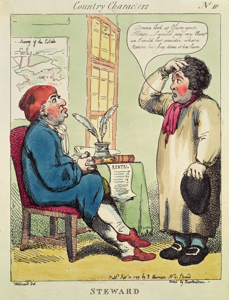 Rentmeester, uit een serie getiteld Country Characters, 1799 door Thomas Rowlandson