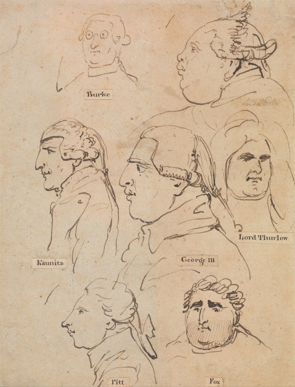 Studies van George III en staatslieden door Thomas Rowlandson