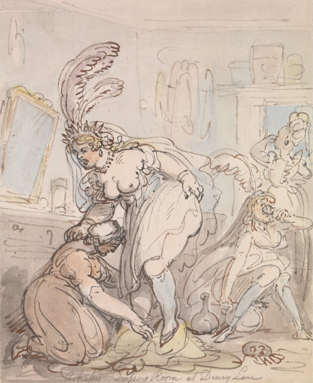 De Kleedkamer van de Actrices bij Drury Lane door Thomas Rowlandson
