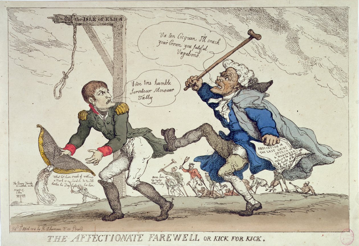 Het Afscheid of, Trap voor Trap, gepubliceerd door R. Ackermann, 17 april 1814 door Thomas Rowlandson