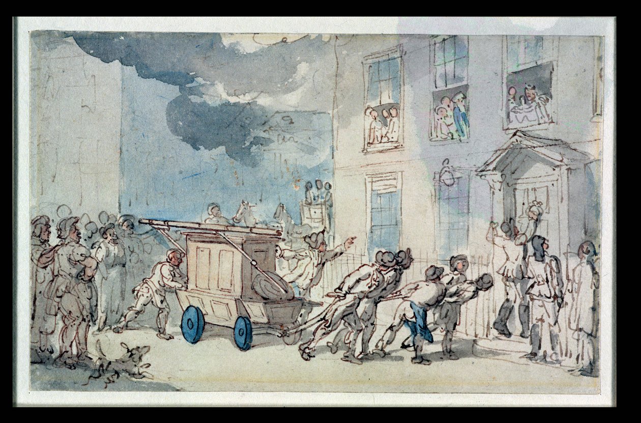 De aankomst van de brandweer door Thomas Rowlandson