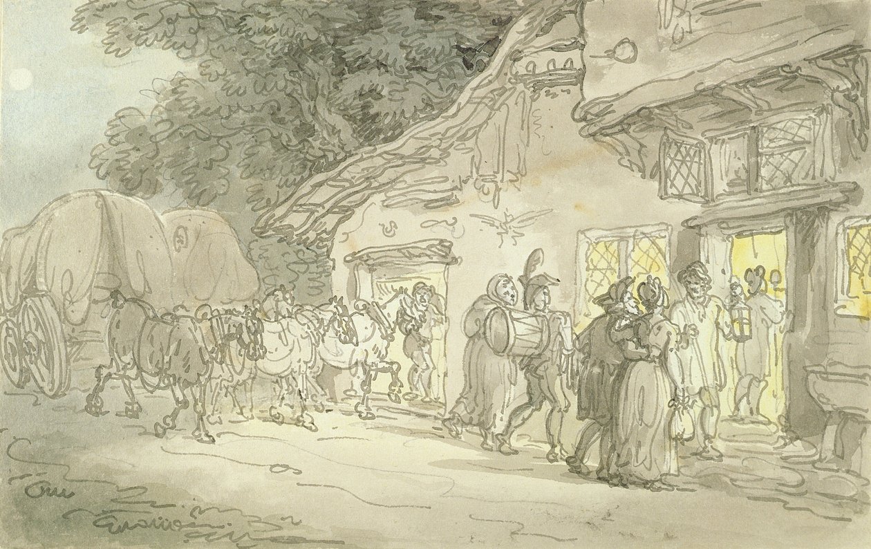 De rustplaats van de wagenmenner, c.1800-05 door Thomas Rowlandson