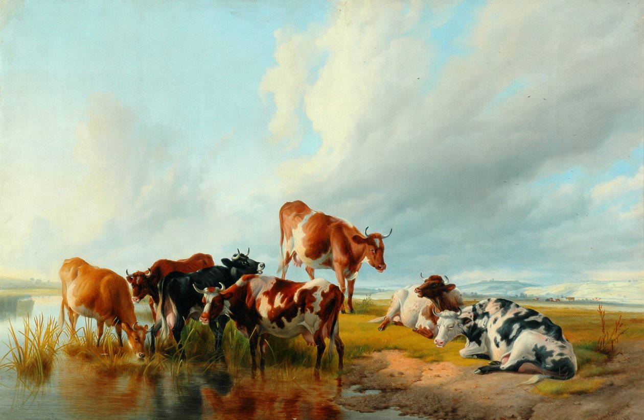Een groep vee, 1877 door Thomas Sidney Cooper