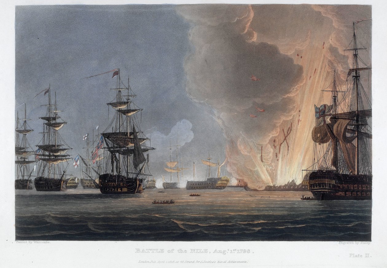 Slag bij de Nijl, augustus 1798 door Thomas Whitcombe