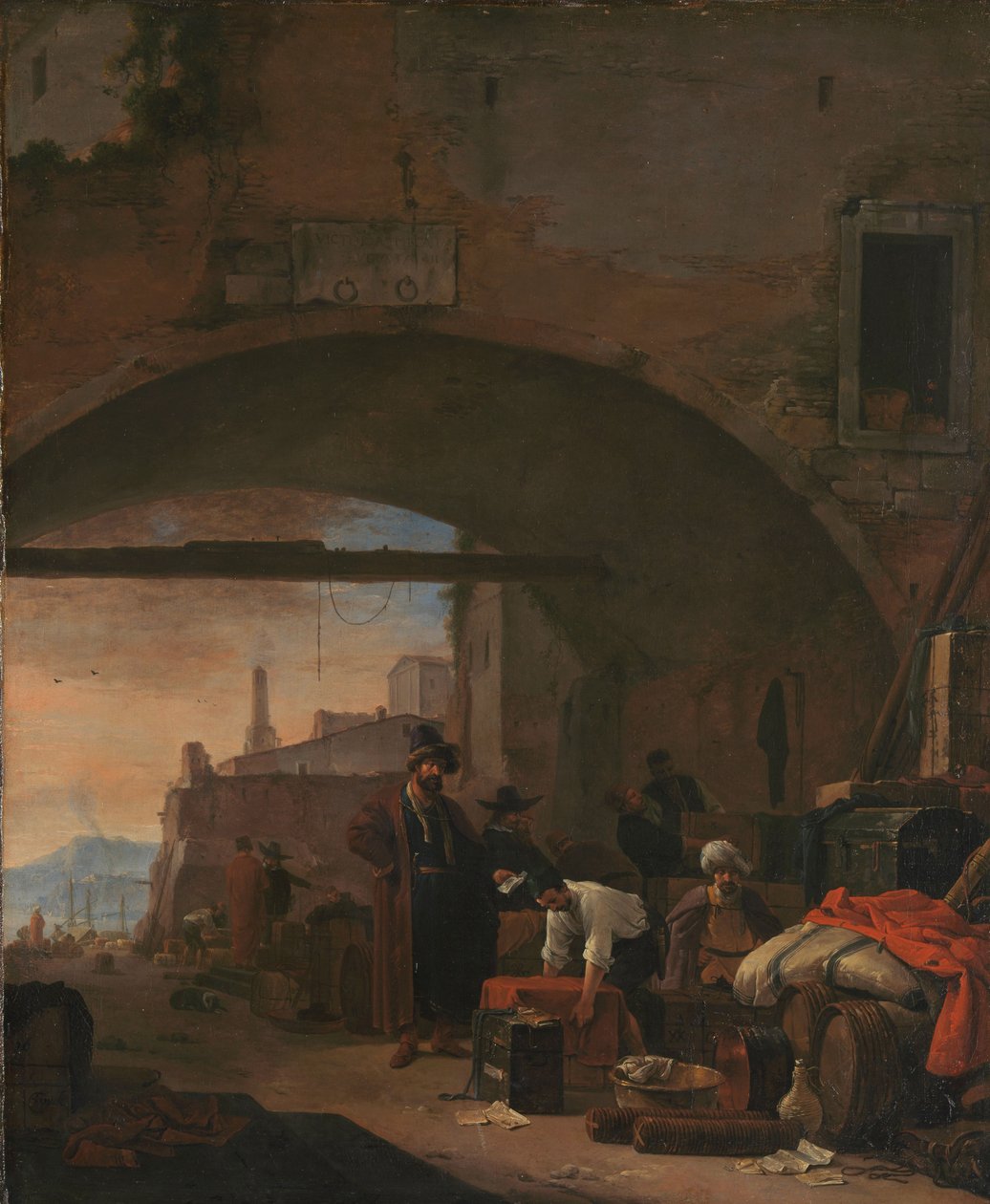 Uitzicht op een Levantijnse Haven, 1640-77 door Thomas Wyck
