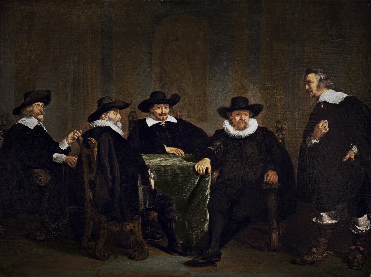 De vier burgemeesters van Amsterdam horen van de aankomst van Maria de’ Medici op 1 september 1638, 1638 door Thomas de Keyser