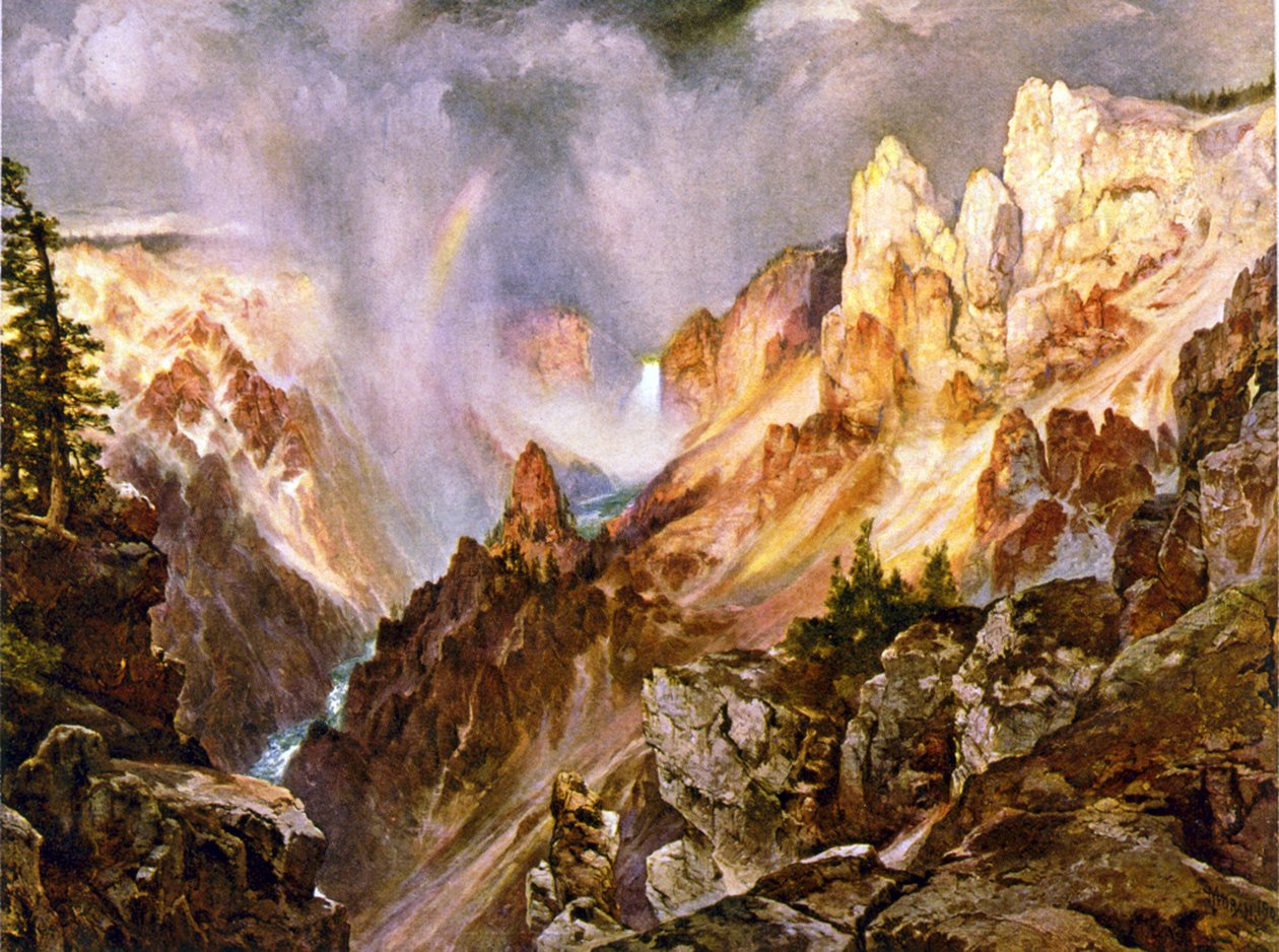 De Canyon van de Yellowstone door Thomas (after) Moran
