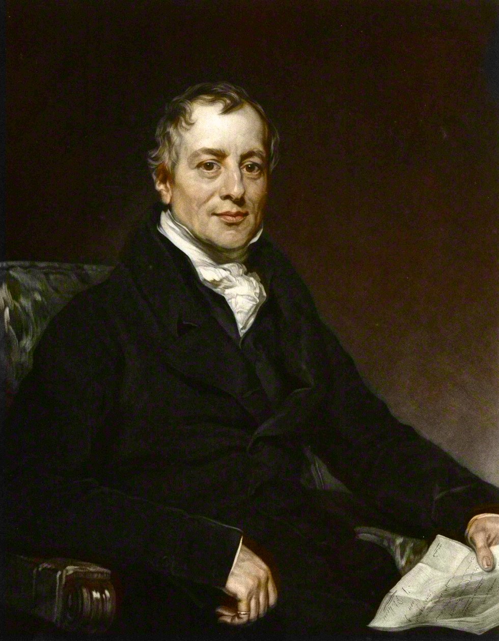 Portret van David Ricardo - gravure naar Thomas Phillips - David Ricardo (1772 - 1823), Britse econoom door Thomas (after) Phillips
