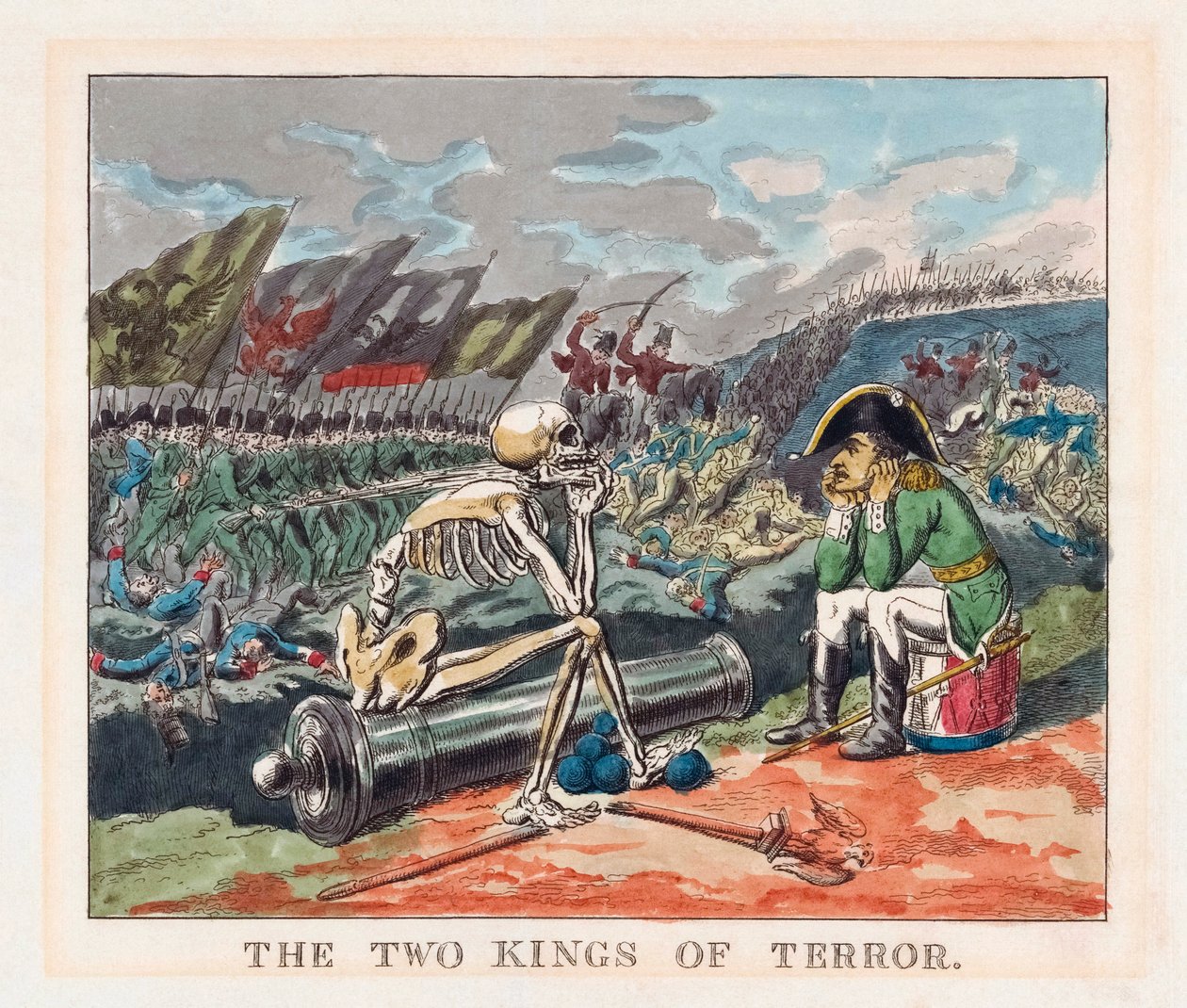 De twee koningen van terreur. Napoleon en de dood. door Thomas (after) Rowlandson