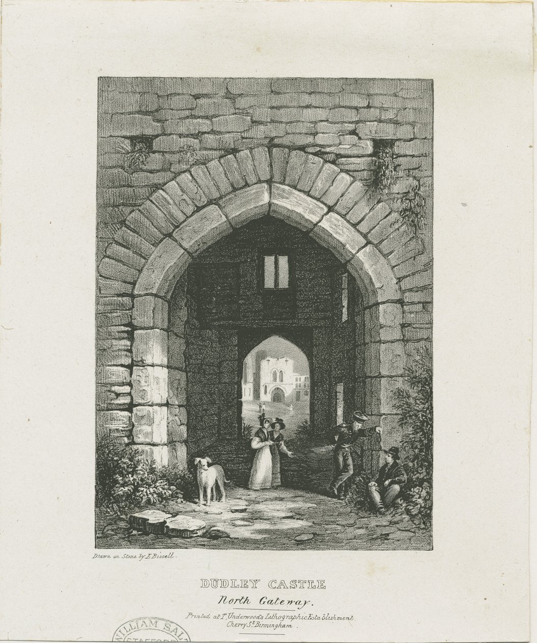Dudley Castle - Noordpoort (gravure) door Thomas (after) Underwood