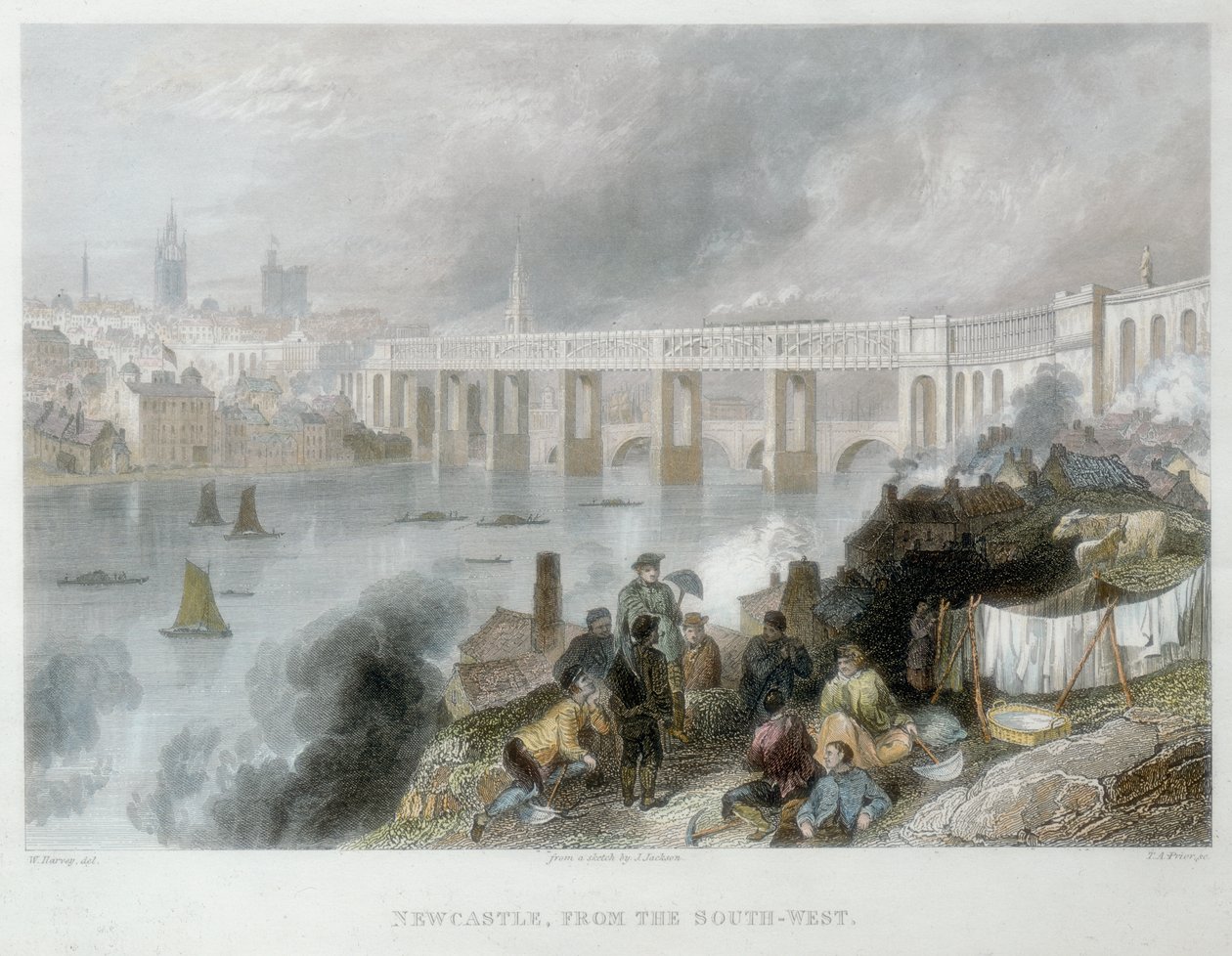 Newcastle-upon-Tyne vanuit het zuidwesten door Thomas Abiel Prior