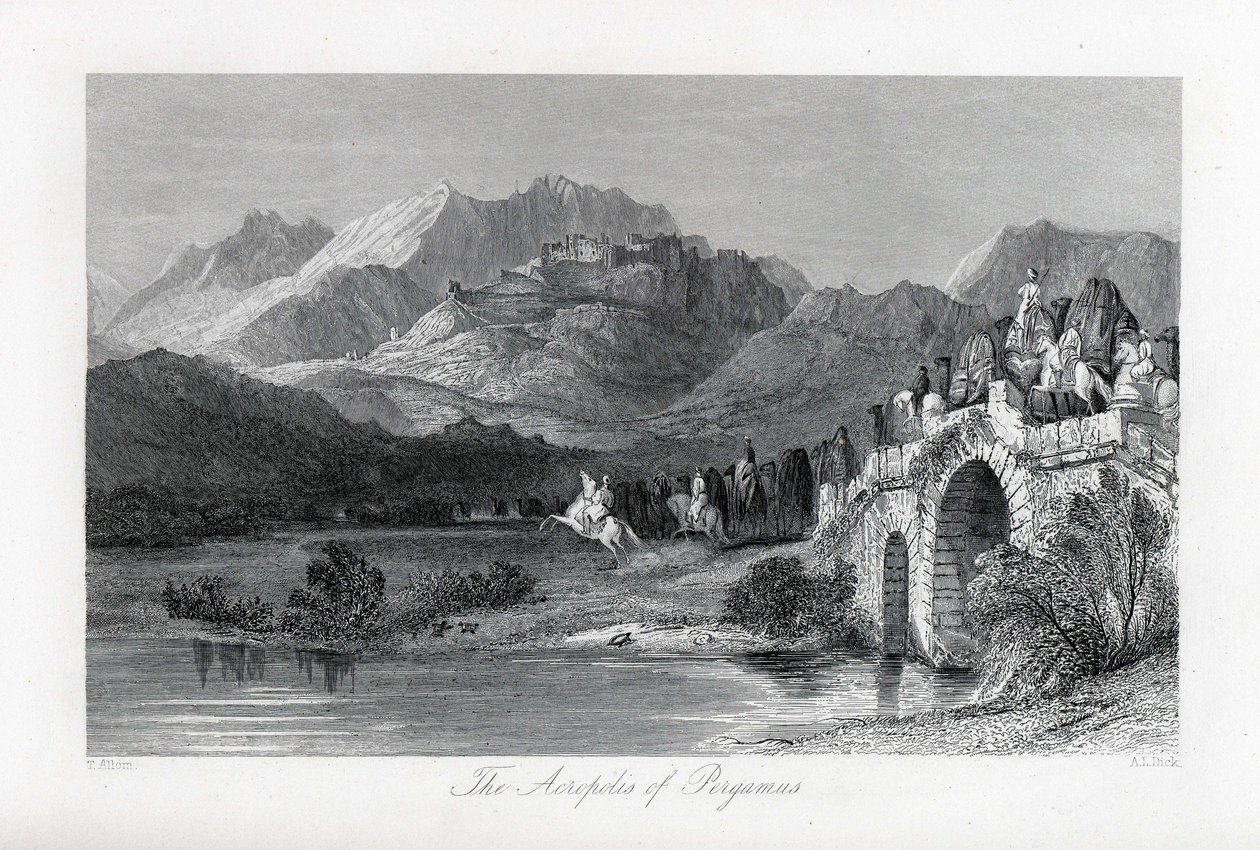 De Akropolis van Pergamum door Thomas Allom