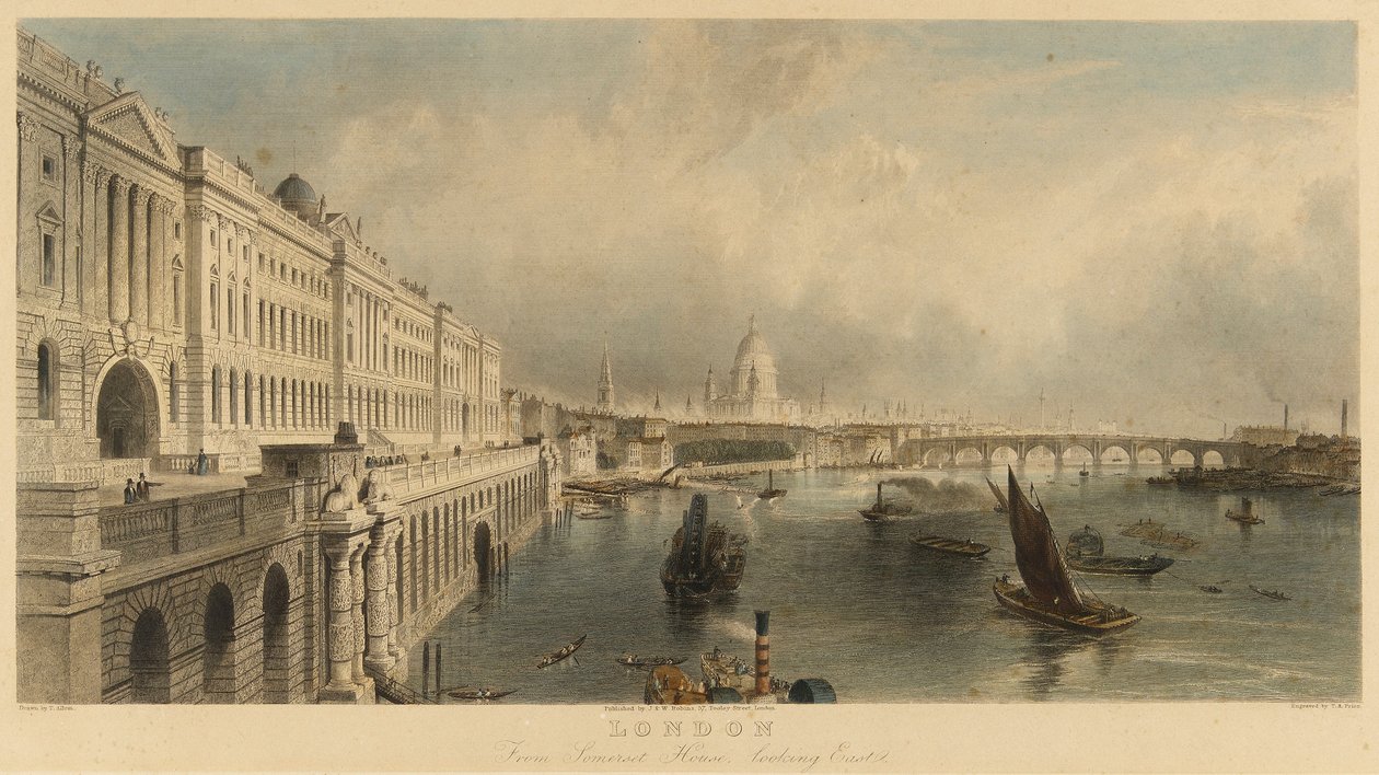 Uitzicht op Londen, Engeland, vanaf het Somerset House Marine Building, met de Saint Paul