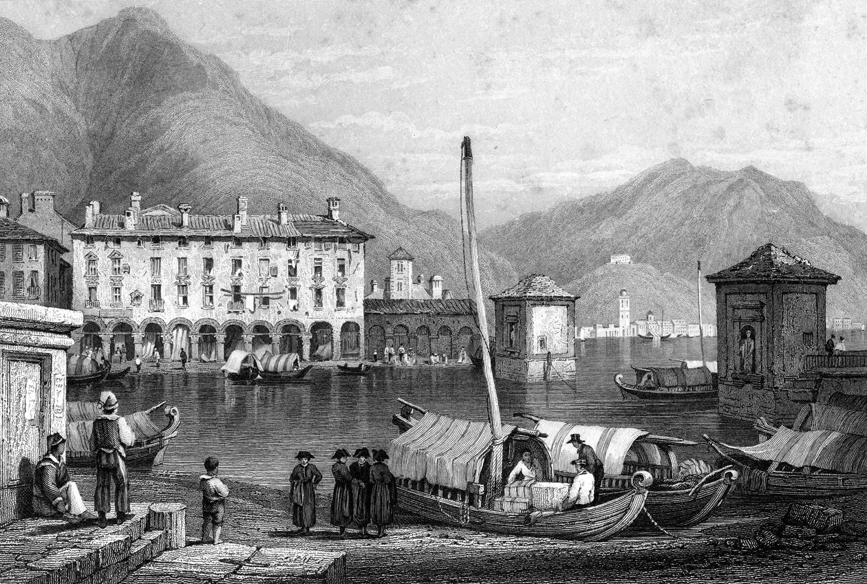 Como en het Comomeer, Lombardije, Italië, 19e eeuw door Thomas Barber