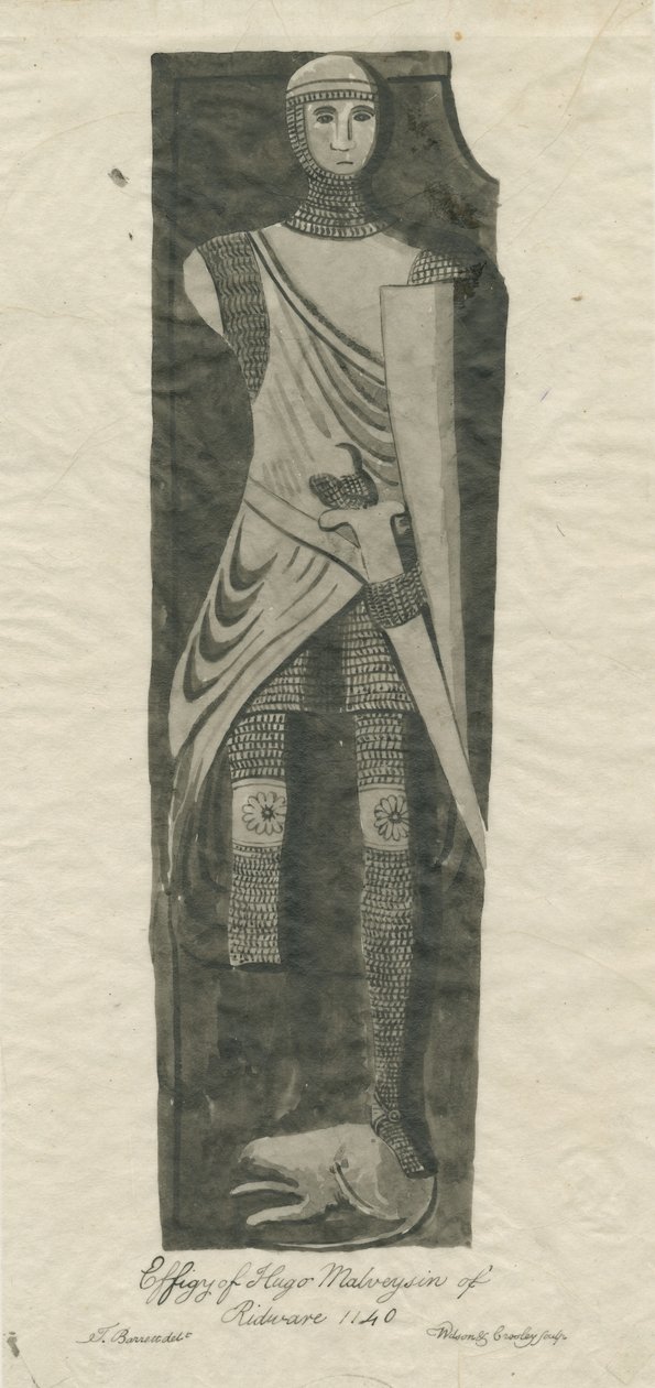 Mavesyn Ridware - Graf van Hugo Mavesyn: sepia en inkt tracing, nd [?eind 18e eeuw] door Thomas Barrett