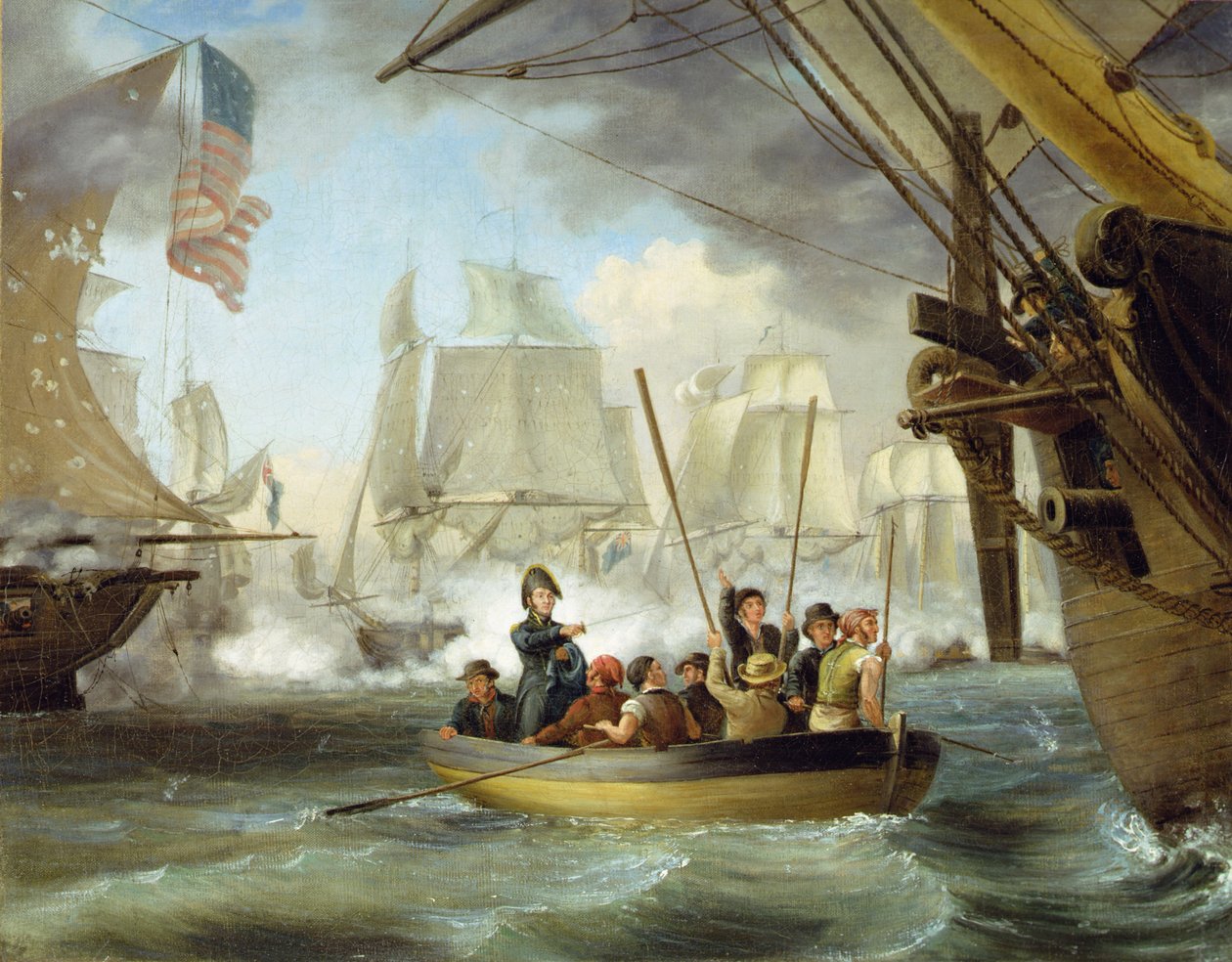 Commodore Perry bij de Slag om Lake Erie door Thomas Birch