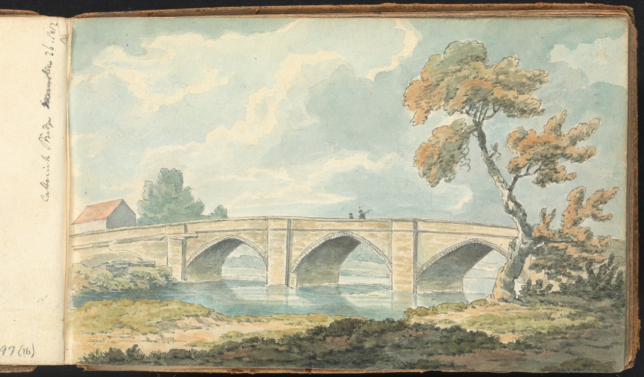 Album van Landschap- en Figurenstudies: Catterick Brug door Thomas Bradshaw
