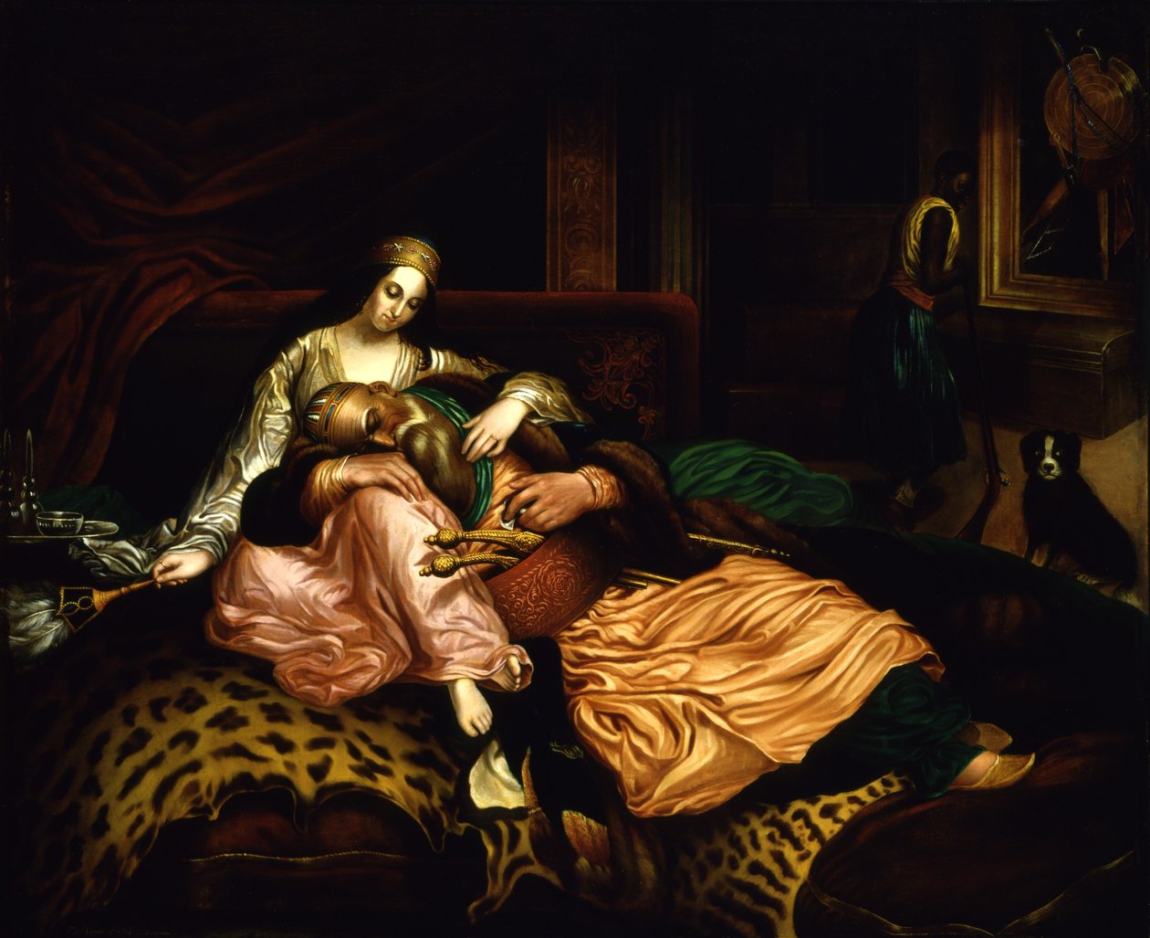 (Interieurscène met sultan en concubine) door Thomas Buchanan Read