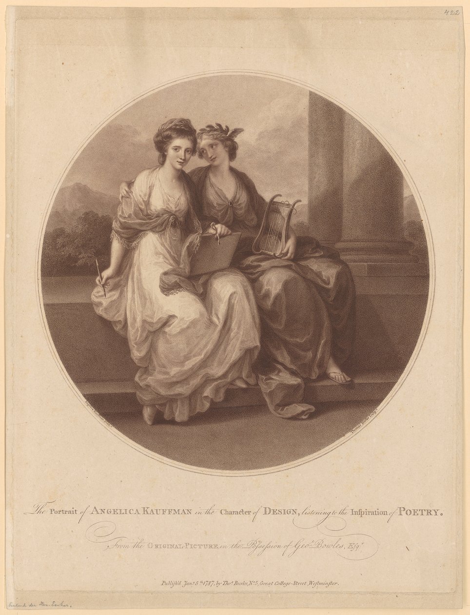 Zelfportret als tekening, geïnspireerd door de muze van de poëzie door Thomas Burke