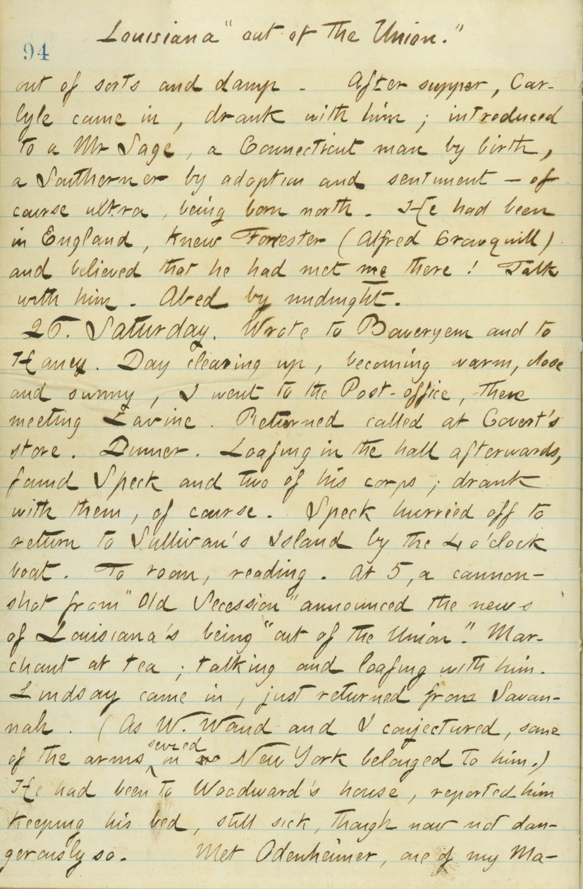 Thomas Butler Gunn Dagboeken- Volume 15, pagina 104, 25 januari 1861 door Thomas Butler Gunn