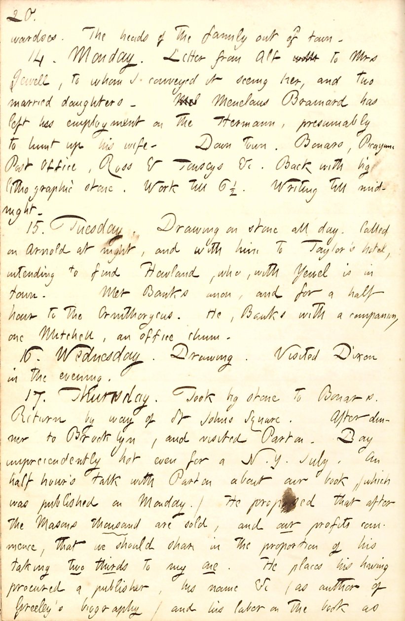 Dagboeken van Thomas Butler Gunn - Volume 8, pagina 27, 13-17 juli 1856 door Thomas Butler Gunn