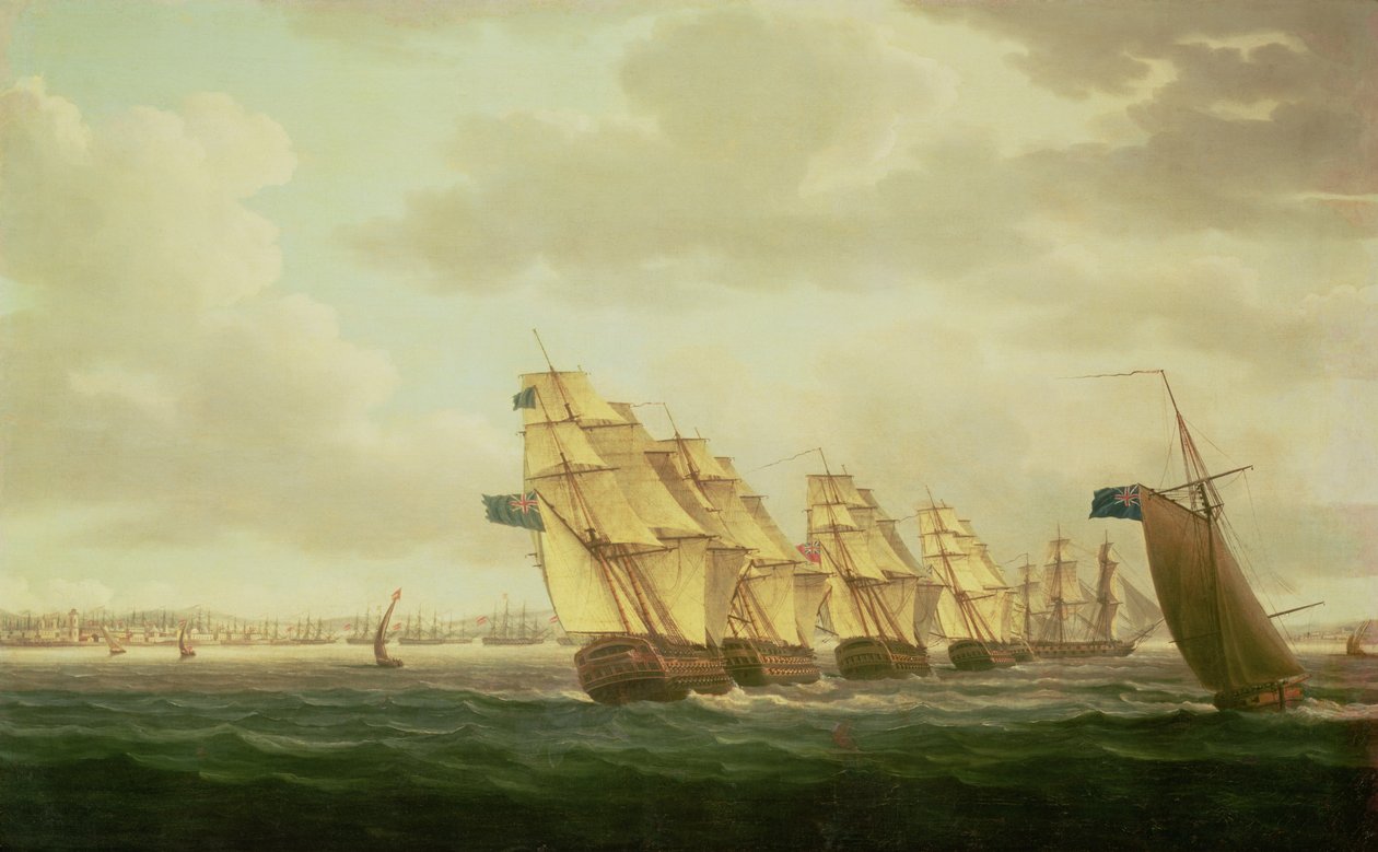 Nelson op de "Theseus" met het Inshore Squadron bij Cadiz, juli 1797 door Thomas Buttersworth