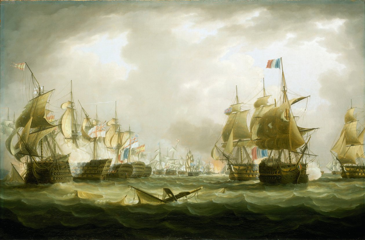 De Slag bij Trafalgar, 21 oktober 1805, begin van de actie door Thomas Buttersworth