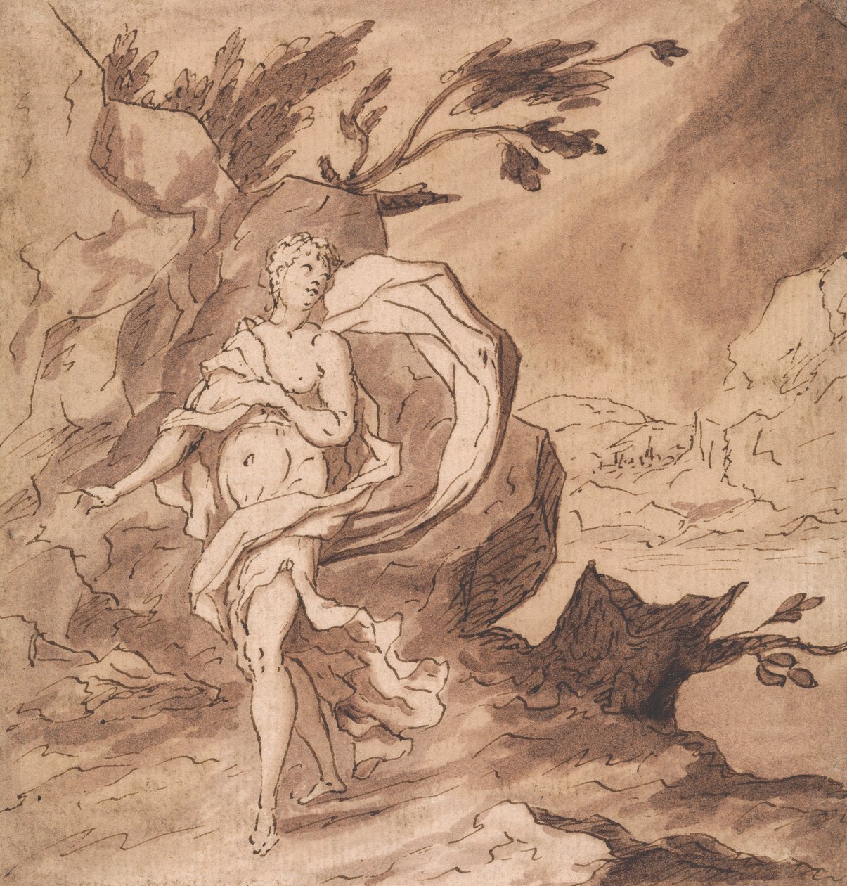 Anna treurt om de afwezigheid van Tobias (Tobit 10:7) door Thomas Carwitham