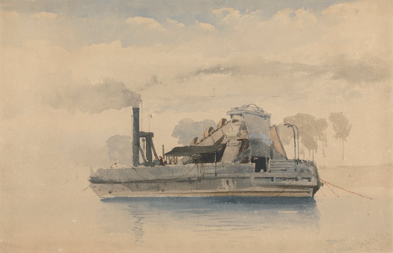 Baggerboot bij Twickenham, 22 september 1874 door Thomas Charles Leeson Rowbotham