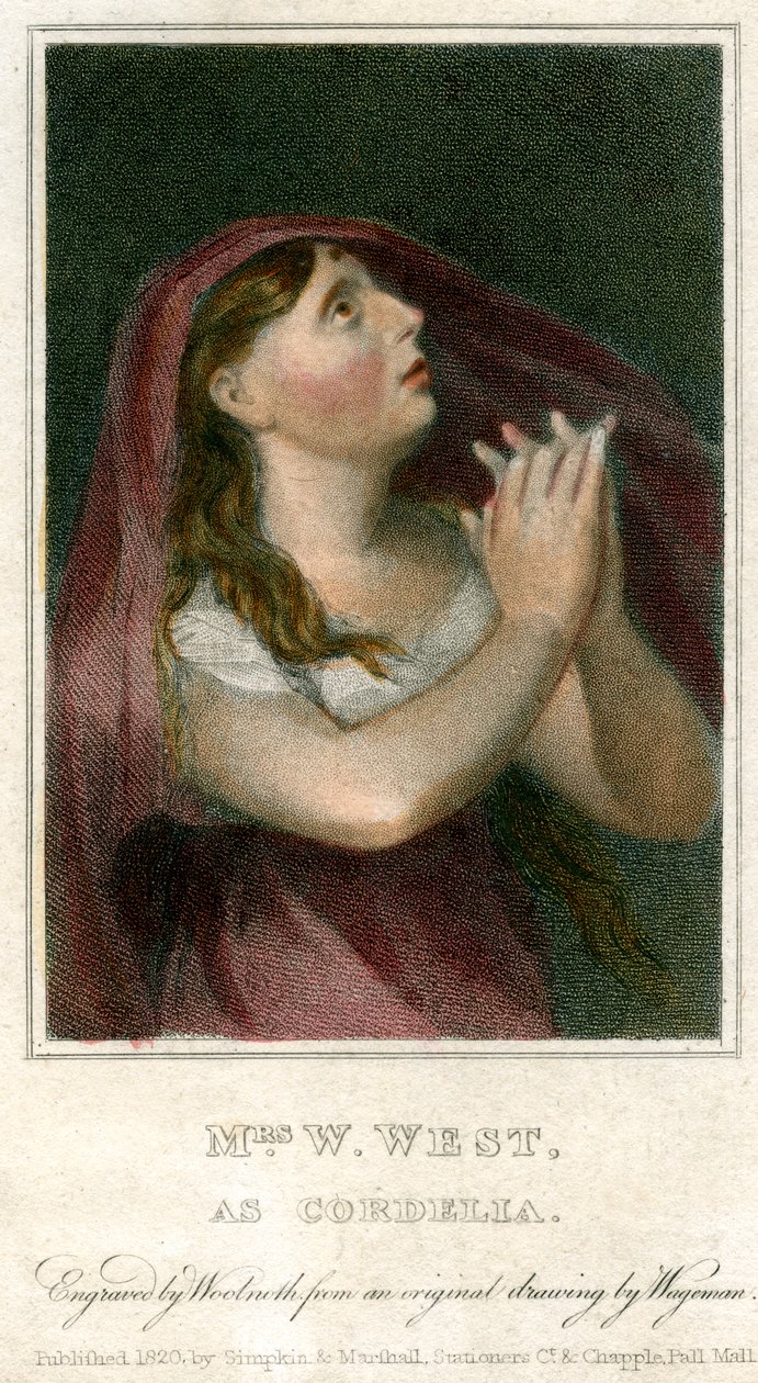 Mevrouw W West als Cordelia, 1820 door Thomas Charles Wageman