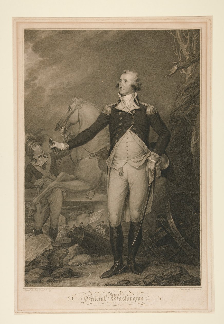 George Washington bij de slag om Trenton (1792) door Thomas Cheesman