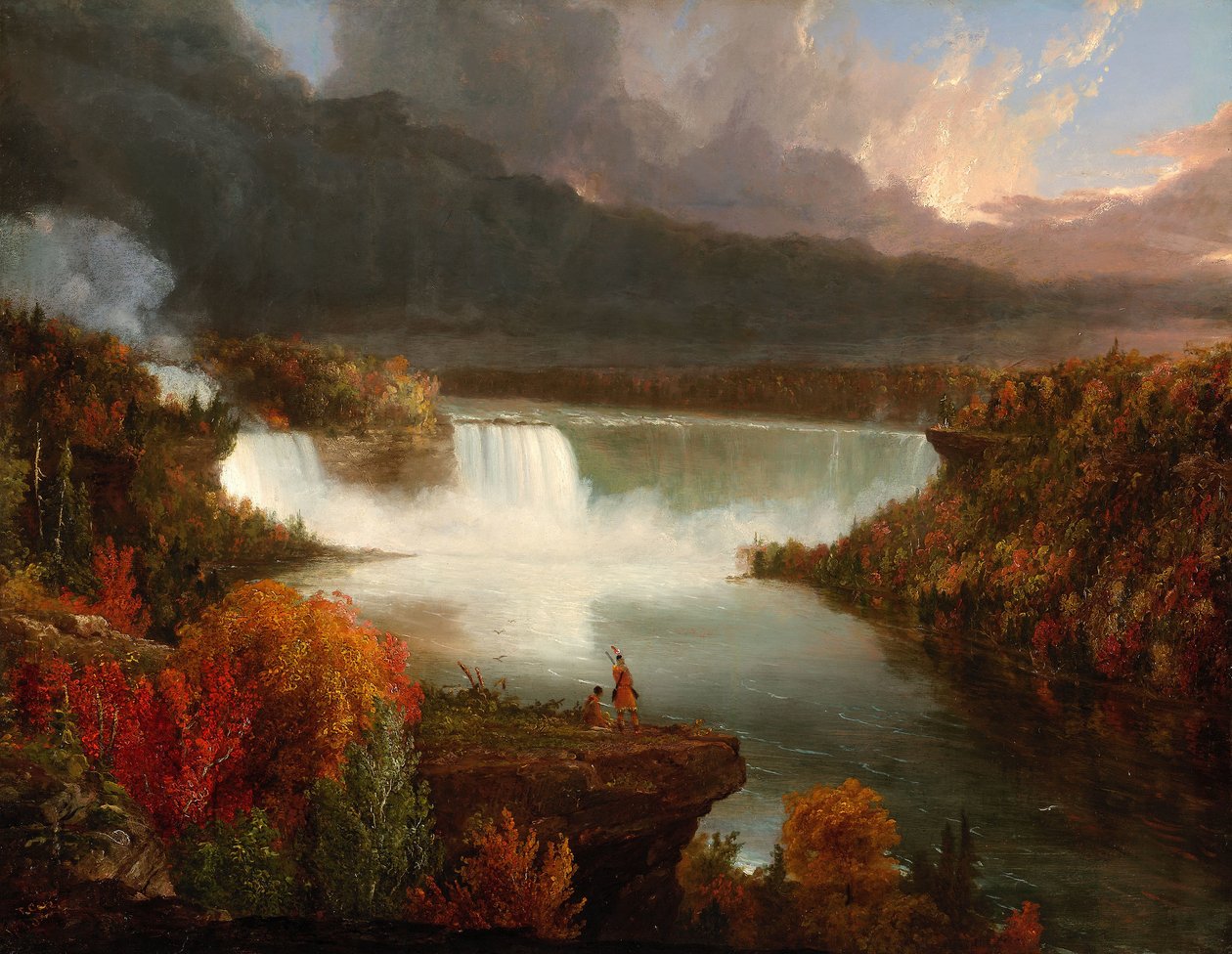 Ver uitzicht op de Niagara watervallen door Thomas Cole