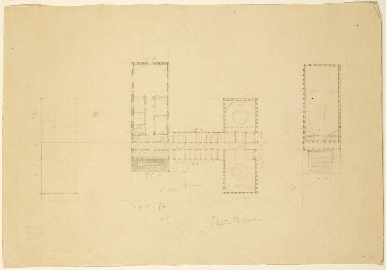 Groot plan van het Ohio State House, ca. 1838 door Thomas Cole