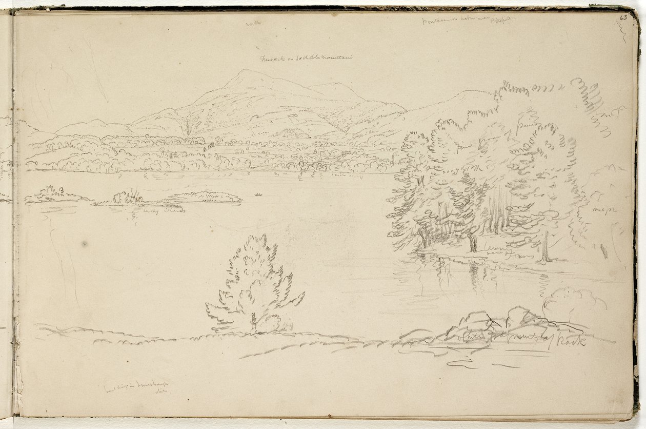 Hoosick of Saddle Mountain en meer bij Pittsfield, c.1832 door Thomas Cole