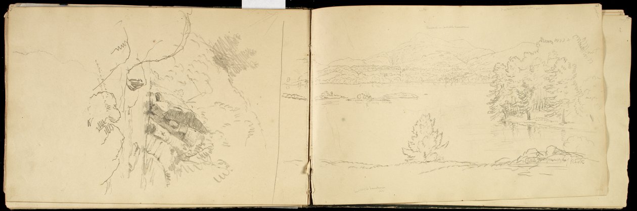 Hoosick of Saddle Mountain en meer bij Pittsfield, c.1832 door Thomas Cole