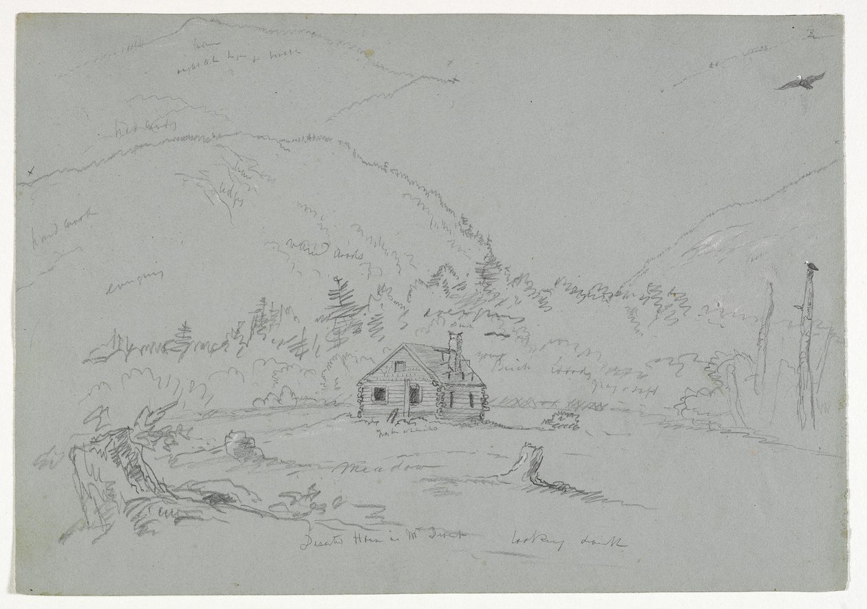 Huis in Mount Desert, ca. 1844 door Thomas Cole