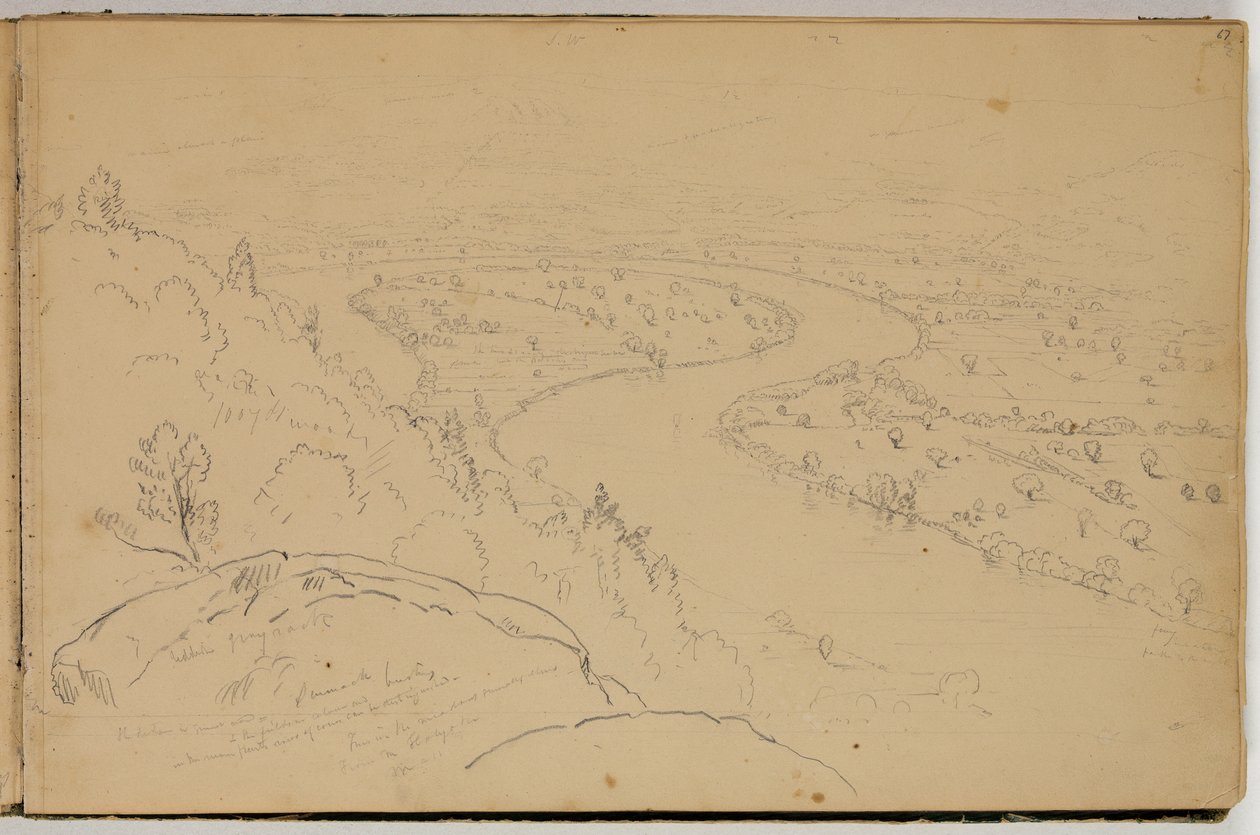 Panorama van de Oxbow aan de Connecticut River gezien vanaf Mount Holyoke, ca. 1832 door Thomas Cole