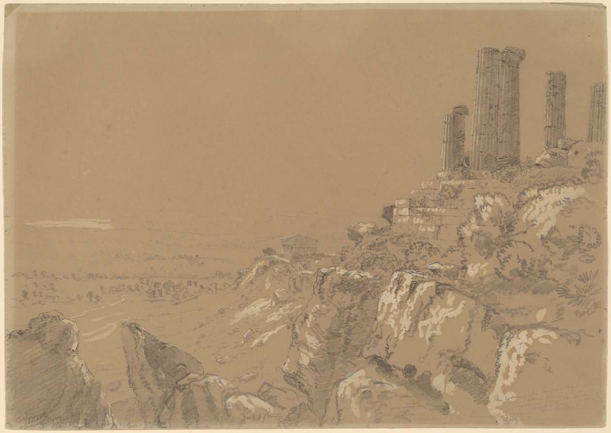 Tempels van Juno, Lucina en Concordia - Agrigentum, Sicilië door Thomas Cole