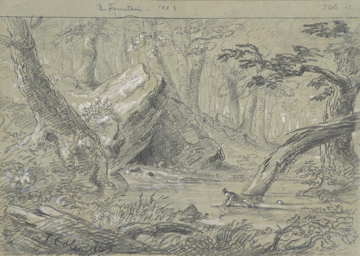 De Fontein, Nr. 1: De Gewonde Indiaan Les Zijn Doodsdorst door Thomas Cole
