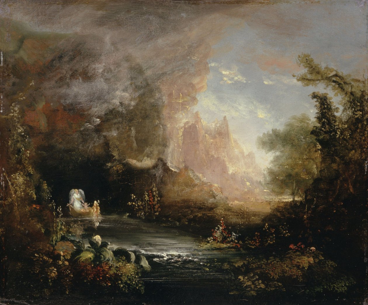 De reis van het leven: Kindertijd (studie) door Thomas Cole