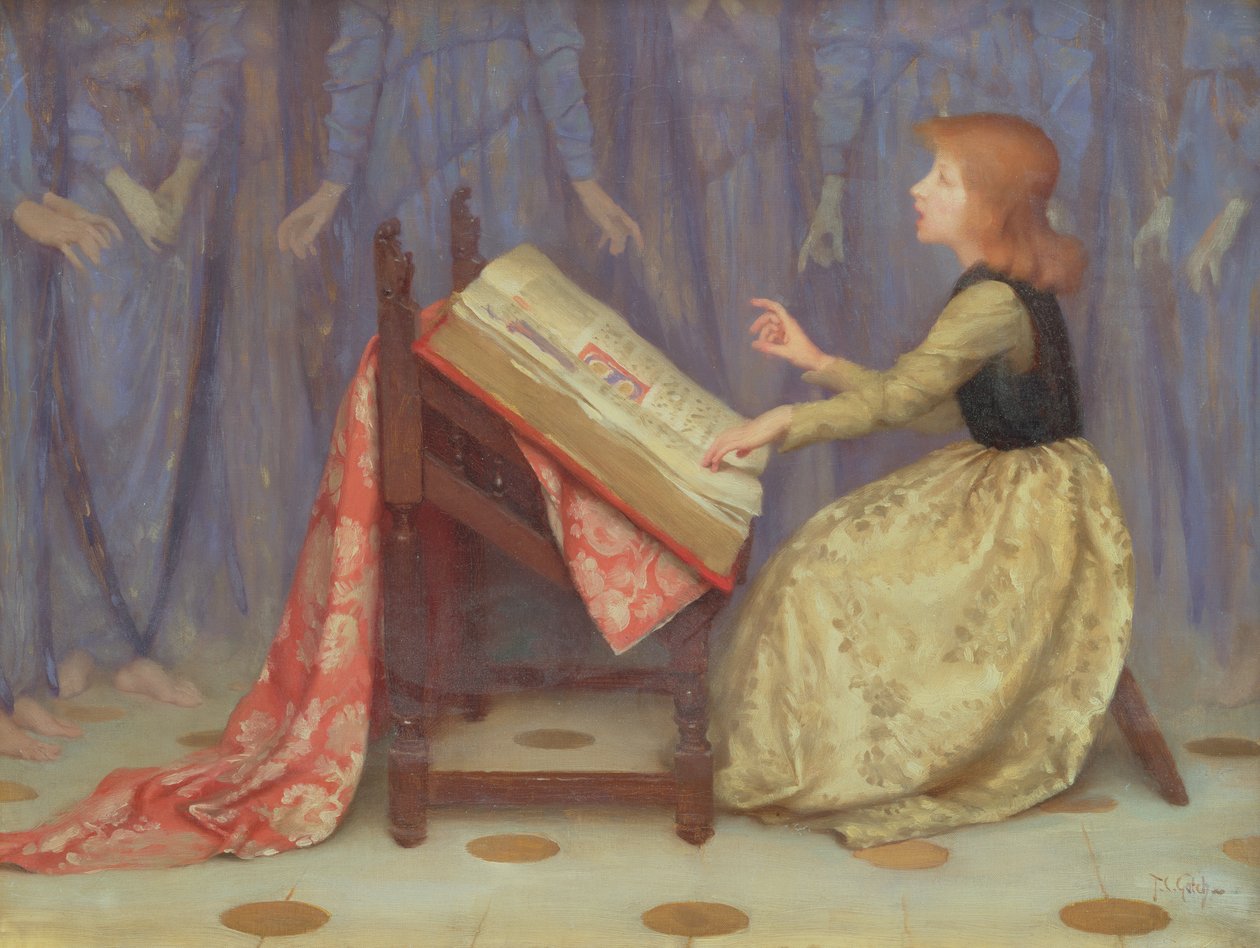 Meisje zittend in een interieur door Thomas Cooper Gotch