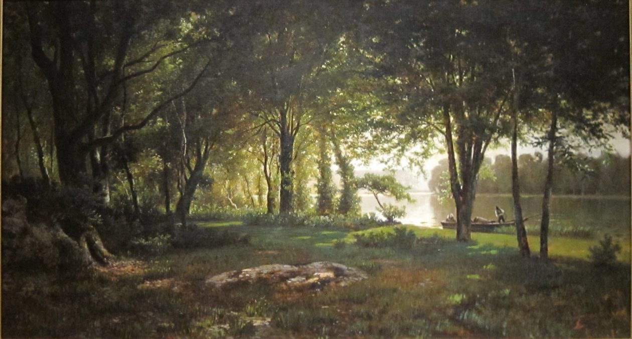 Landschap, rivier en bos door Thomas Corwin Lindsay