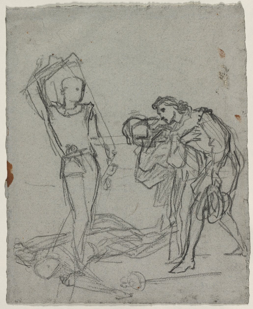 Duel na het gemaskerde bal (recto), ca. 1857 door Thomas Couture