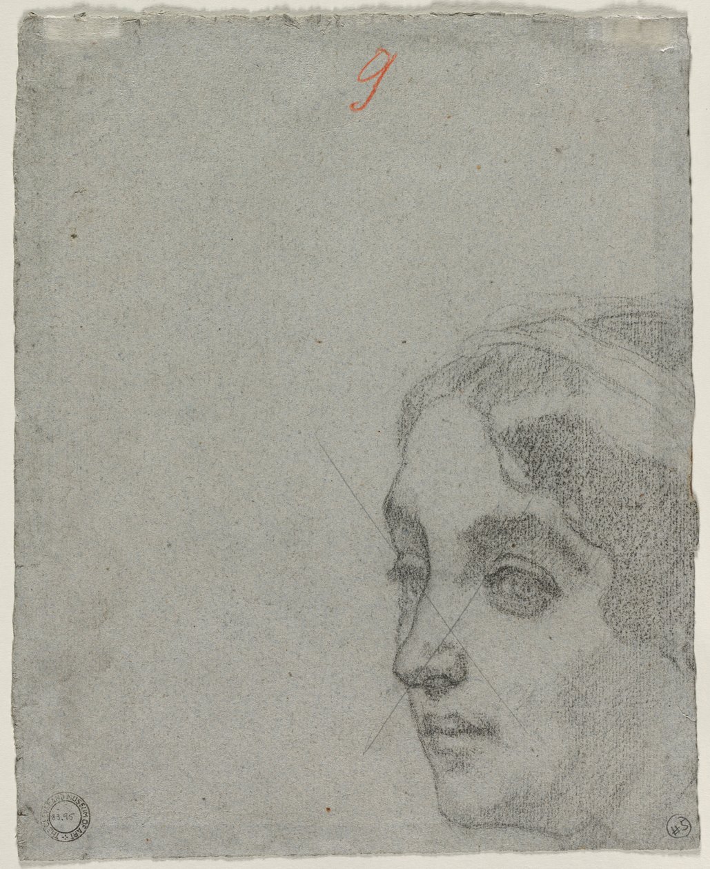 Hoofd van een Vrouw (verso) door Thomas Couture