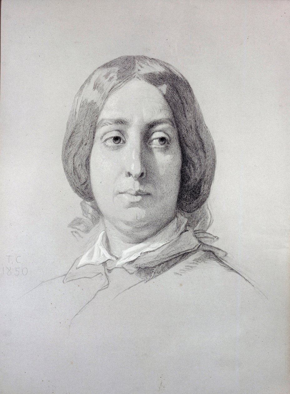 Portret van de schrijfster George Sand (1804-1876) Aurore Dupin, Barones Dudevant Tekening door Thomas Couture (1815-1879) 1844 Parijs, Museum van de Romantiek door Thomas Couture