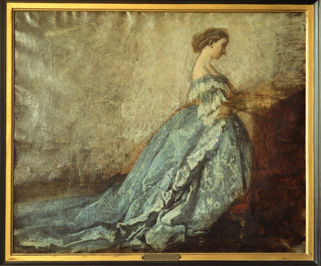 Keizerin Eugenie in gebed ... (olieverf op doek) door Thomas Couture