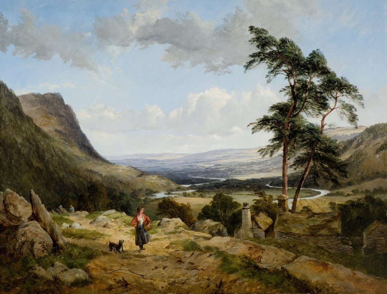 De vallei van Llangollen, Noord-Wales door Thomas Creswick
