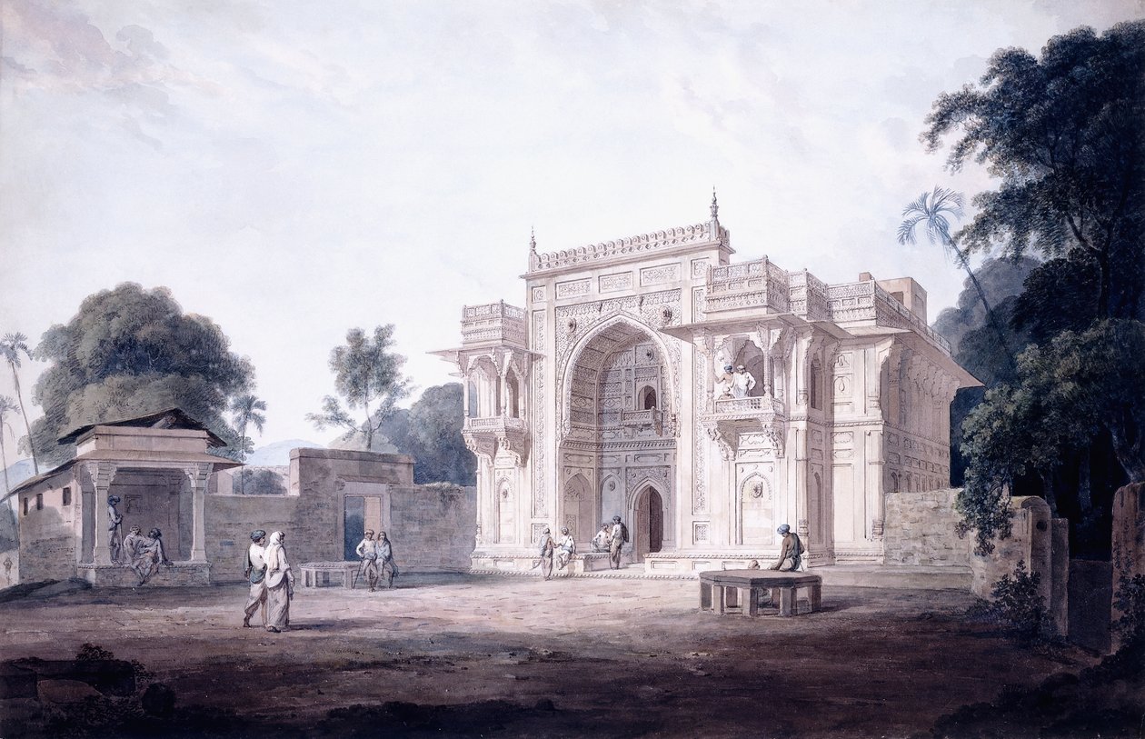 Een poort die leidt naar een moskee, Chunargarh, Uttar Pradesh, c. 1789-90 door Thomas Daniell