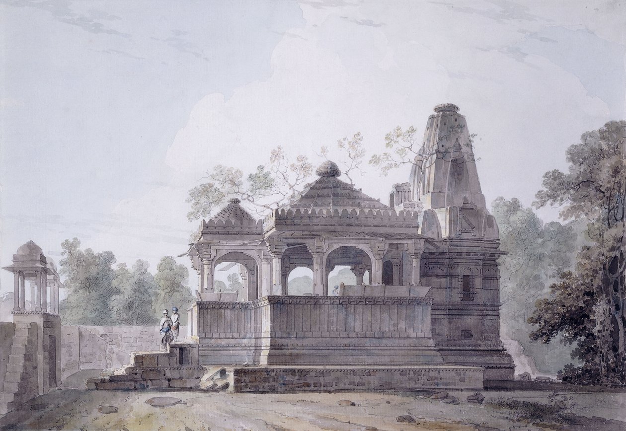 Een hindoeïstische tempel in het fort van Rohtas, Bihar door Thomas Daniell